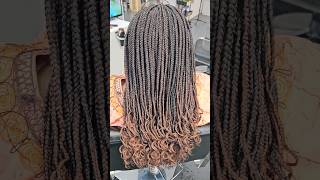 Small Knotless Box Braids with Curly Tips edmontonbraider [upl. by Isla]