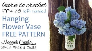 Crochet Free Pattern Beginner Flower Vase How To  Left [upl. by Aserat]