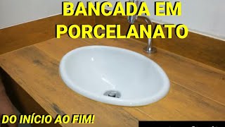 Como fazer uma bancada em porcelanato  Dica de corte em 45 graus [upl. by Enylekcaj]