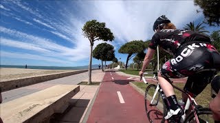 30 Minute Cambrils Sunshine Beach Cycling Training Spain Ultra HD Video [upl. by Enelav]