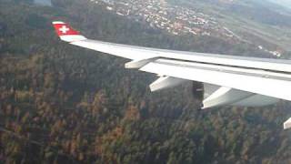 Swiss Airbus A340 Takeoff Zurich  heading for Boston [upl. by Suiravad745]