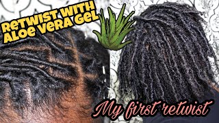 Retwisting with Aloe Vera gel │starter locs [upl. by Proctor]