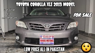 Toyota Corolla XLI 2013 Model For Sale ReviewesampFuture Low Price in Pakistan lABBAS MOTOR ARIFWALA l [upl. by Schaffel]