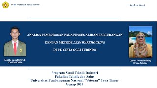 Analisa Pemborosan Aliran Pergudangan Dengan Metode Lean Warehousing Di PTCipta Oggi Furindo2024 [upl. by Oriel]