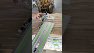 The festoolcanada TS 60 and the rail guide to trim this bench top to the right length woodworking [upl. by Yarehs344]