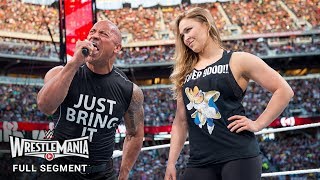 FULL SEGMENT  The Rock and Ronda Rousey confront The Authority WrestleMania 31 WWE Network [upl. by Nirre]