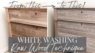 How to Even Wood Tones  How to Whitewash Raw Wood with Paint [upl. by Ahsiki]