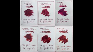 Diamine Deep Reds Ink Comparison Pulp Addiction Ink Sample Set [upl. by Warford]