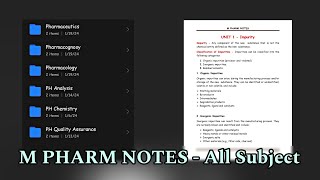 M Pharm Notes  All Subject mpharm mpharmacy notes pharmaceutics phchemistry pharmacology [upl. by Anaihk]