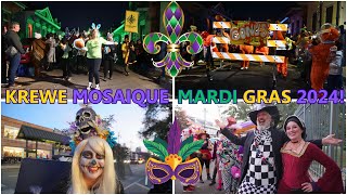 Krewe Mosaique Parade Mardi Gras 2024 A BRAND NEW Parade for 2024 A FEAST for the EYES [upl. by Aiket]