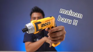 obeng cordless unik dari ingco  INGCO CSDLI0802 CORDLESS SCREWDRIVER 8V 2MODE [upl. by Kcaz]