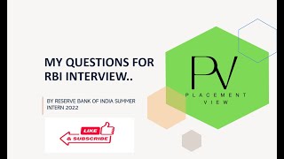 RBI INTERVIEW ROUND QUESTION SUMMER INTERNSHIP HOW TO PREPARE FOR INTERVIEW rbi 2023 [upl. by Lidda803]