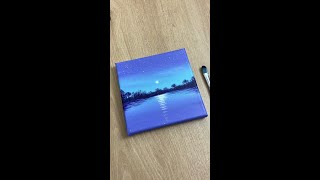 Calm Moonlight Acrylic Painting For Beginners  Simple Acrylic Painting Tutorial shorts [upl. by Higinbotham]