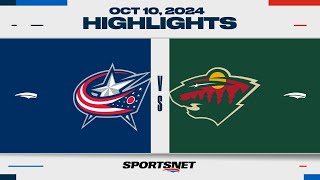 NHL Highlights  Blue Jackets vs Wild  October 10 2024 [upl. by Marella761]