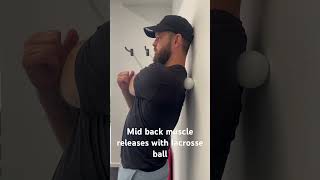 Mid back levator scaprhomboid muscle release with ball [upl. by Mezoff]