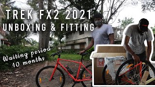 TREK FX 2 HYBRID BIKE UNBOXING AND FITTING [upl. by Yousuf736]