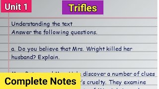 Trifles Exercise  Class 11 English  Questions Answers  Susan Gaspell [upl. by Bores]