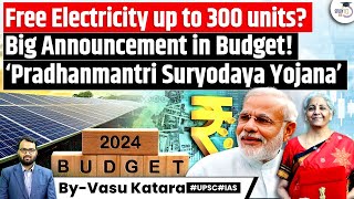 Budget 2024 Rooftop Solar Scheme Households to Get 300 Units Free Power  UPSC Mains [upl. by Asfah]