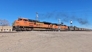 BNSF 9145 SD70ACE Leads Full Coal Train SB in Peetz Colorado [upl. by Remat]