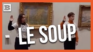 Monets quotLe Printempsquot Painting Splashed with Soup in Lyon Museum Protest [upl. by Leugar]