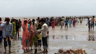 Waves near Shiva temple in the sea Bhavnagar [upl. by Annavahs28]