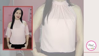 37 CONFECCIÓN BLUSA HALTER IDEA PARA PONERLE MANGAS TE VA A ENCANTAR 🤩 [upl. by Zerat215]