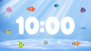 10 Minute Countdown Timer for Kids with Alarm and Fun Music  Under the Sea 🐟 [upl. by Aicala]