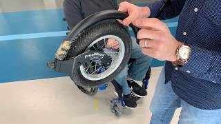 FreeWheel wheelchair attachment product features and demo [upl. by Etaner]