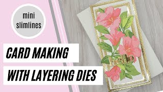 Using layering dies to make mini slimline cards [upl. by Suiradal]