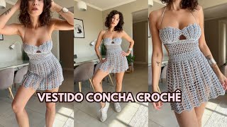 VESTIDO CONCHA  PAP CROCHET Tutorial  Passo a passo [upl. by Sellers]