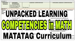 Unpacked Learning Competencies in Math  MATATAG Curriculum [upl. by Bibbie]