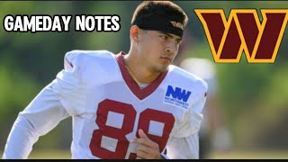 Washington Commanders Gameday Notes elevate WR Brycen Tremayne  a CB and QB [upl. by Lacee]