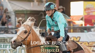 Logann Busick barrel racer at the SLO Sheriffs Rodeo [upl. by Nelyag]