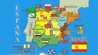 Himno nacional de España con banderas y escudos de todas las regiones [upl. by Lanctot]