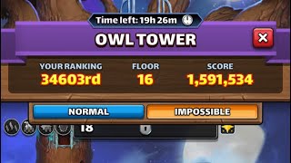 Empires Puzzles  Last levels owl tower aiming for top 100 [upl. by Reyam]