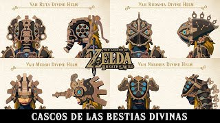 TLOZ Breath of the Wild  Amiibos de los Campeones  Todos los Cascos de las Bestias Divinas [upl. by Ayahsey]