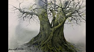 How to paint tree in watercolor [upl. by Artemahs]