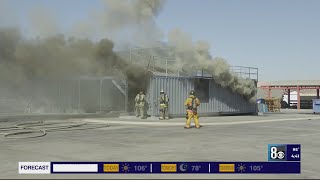 Henderson firefighters train with burnable building [upl. by Kcirreg]