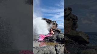 Real mermaid sighting at natural Hawaiian blow hole mermaid h2o beach travel hawaii ocean [upl. by Bergquist298]