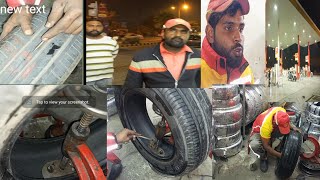 tyre ka puncture lagane ka tarika  gadi ka puncture lagate kaise hain🚗🚘🛻 [upl. by Feodor]