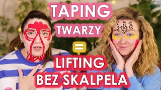 TAPING TWARZY NATURALNY LIFTING BEZ MEDYCYNY ESTETYCZNEJ SPŁYCONE ZMARSZCZKI TWARZ BEZ OBRZĘKÓW [upl. by Prussian]