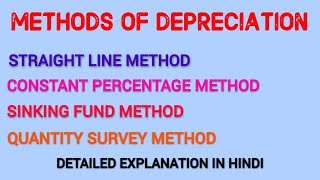 Methods of Depreciation Hindi [upl. by Heurlin]