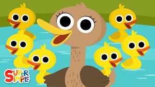 Six Little Ducks  Kids Nursery Rhymes  Super Simple Songs [upl. by Ecinerev]