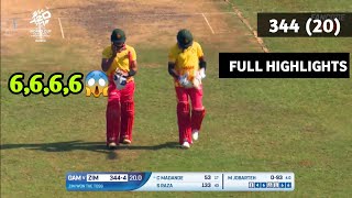 Zimbabwe vs gambia  zimbabwe vs gambia full match highlights 2024 zimbabwe 344 runs in 20 over [upl. by Casandra263]