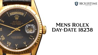 Mens Rolex 18K Gold DayDate President Watch Black Roman Dial 18238 [upl. by Llerrit]