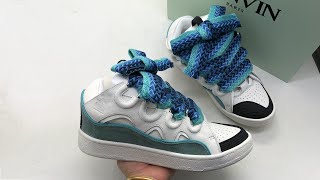 Lanvin Curb Sneaker White Blue Unboxing Review [upl. by Wallford22]