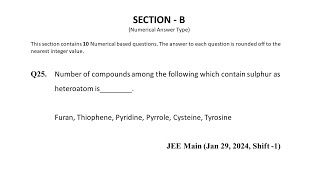 Q25 JEE Main Chemistry PYQ Jan 29 2024 Shift 1  GOC Biomolecules  NEON JEE NEET [upl. by Erica]