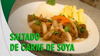 RECETA Saltado de Carne de Soya [upl. by Airdnaxila]