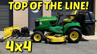 Top Of The Line John Deere x738 Tractor Overview 4x4 AutoConnect Mower MCS Bagger Snow Plow [upl. by Feirahs]