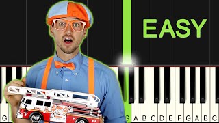 Blippi Fire Truck Song EASY Piano Tutorial [upl. by Reffotsirk602]